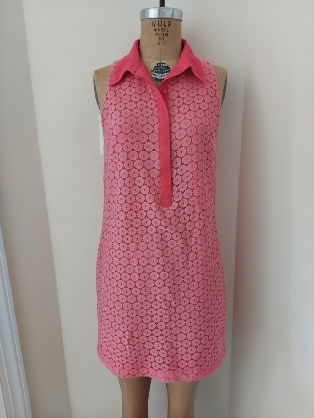 Suzi Chin for Maggy Boutique Pink Eyelet Collared Dress